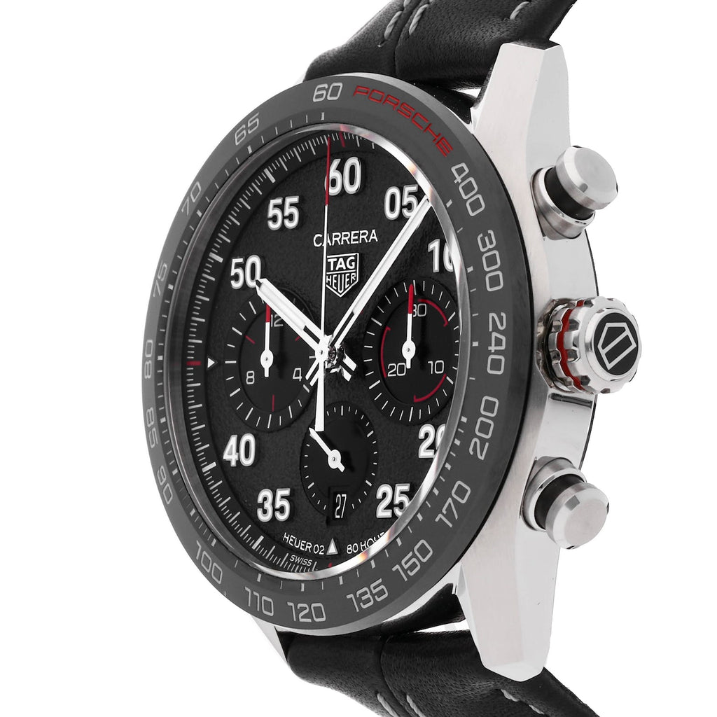  Shop Authentic Tag Heuer Carrera Porsche Chronograph Special Edition Black Dial Black Leather Strap Watch for Men - CBN2A1F.FC6492 - Luxxuri