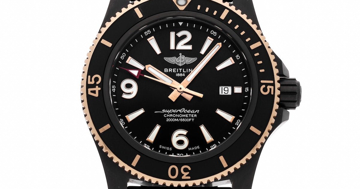 Breitling Superocean Automatic 46mm Black Dial Black Rubber Strap Watch for Men - U17368221B1S1