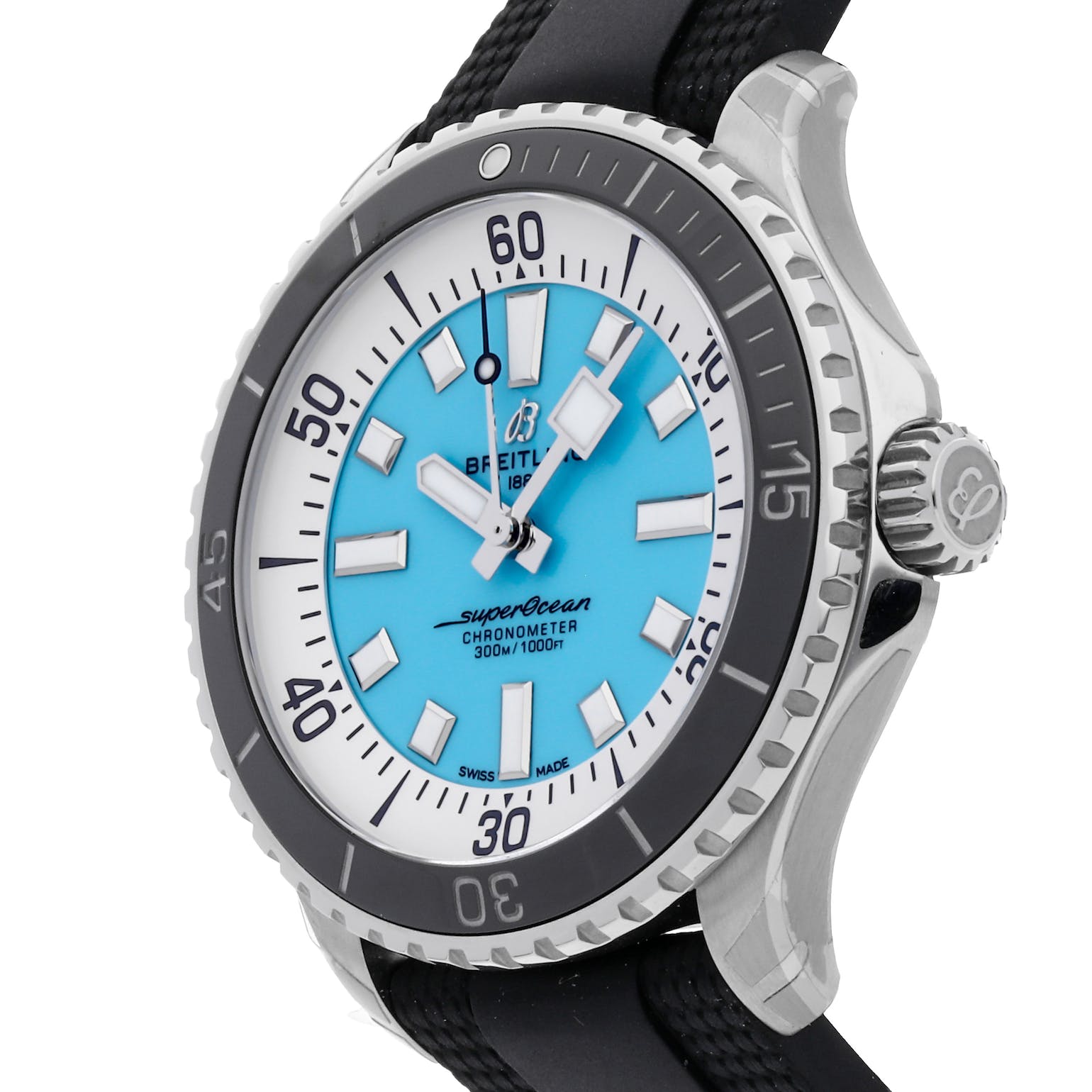  Shop Authentic Breitling Superocean Automatic 44 Turquoise Dial Black Rubber Strap Watch for Men - A17376211L2S1 - Luxxuri