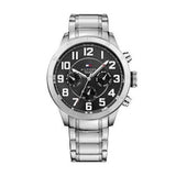  Shop Authentic Tommy Hilfiger Trent Chronograph Black Dial Silver Steel Strap Watch for Men - 1791054 - Luxxuri