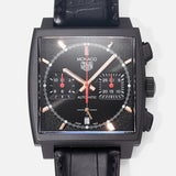  Shop Authentic Tag Heuer Monaco Automatic Chronograph Black Dial Black Leather Strap Watch for Men - CBL2180.FC6497 - Luxxuri
