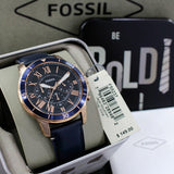  Shop Authentic Fossil Grant Sport Chronograph Blue Dial Blue Leather Strap Watch for Men - FS5237 - Luxxuri