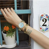  Shop Authentic Michael Kors Darci Analog Mother of Pearl Green Dial Gold Steel Strap Watch For Women - MK3498 - Luxxuri