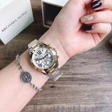  Shop Authentic Michael Kors Bradshaw Chronograph Silver Dial Two Tone Steel Strap Watch For Women - MK5912 - Luxxuri