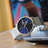  Shop Authentic Tommy Hilfiger Brooklyn Quartz Blue Dial Silver Mesh Bracelet Watch for Men - 1791505 - Luxxuri
