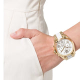  Shop Authentic Michael Kors Bradshaw Chronograph White Dial Two Tone Steel Strap Watch For Women - MK5743 - Luxxuri
