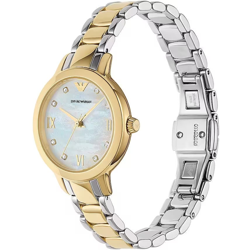  Shop Authentic Emporio Armani Mia Quartz Mother of Pearl Dial Two Tone Steel Strap Watch For Women - AR11524 - Luxxuri