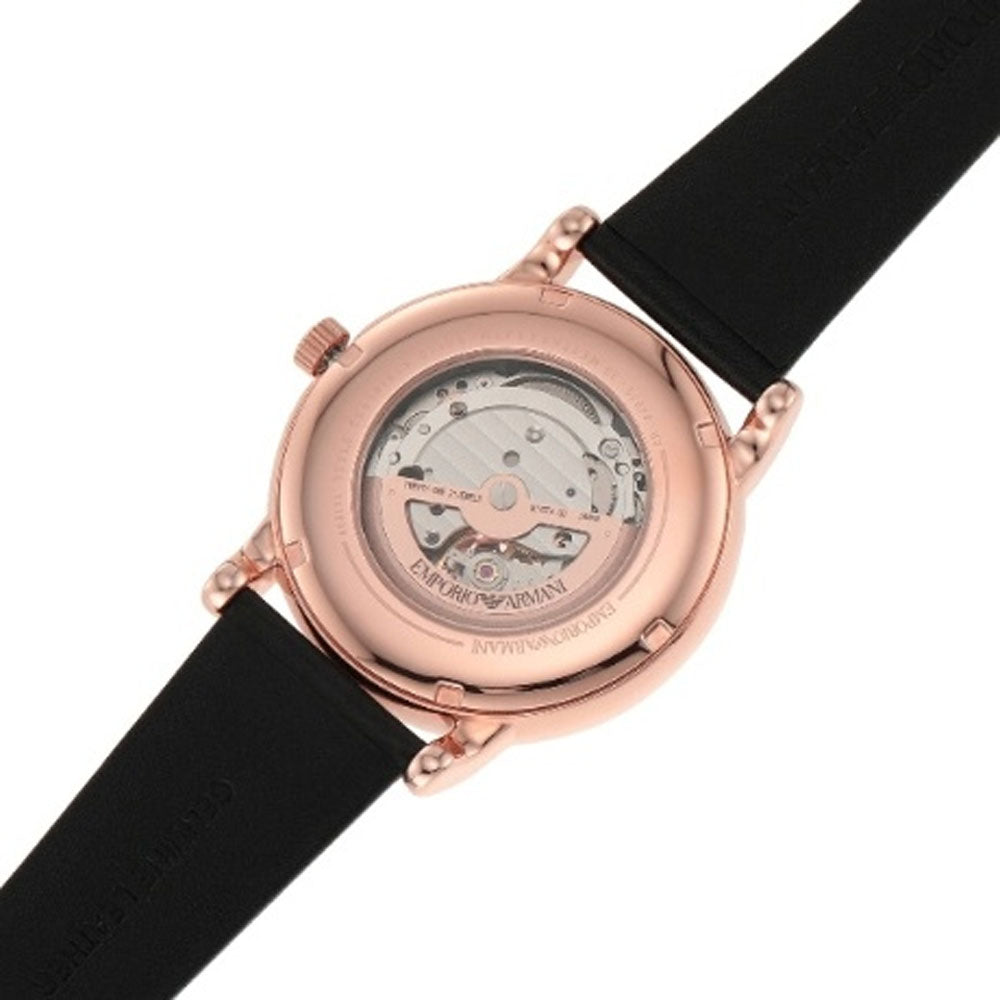  Shop Authentic Emporio Armani Luigi Automatic Silver Dial Black Leather Strap Watch For Men - AR60013 - Luxxuri