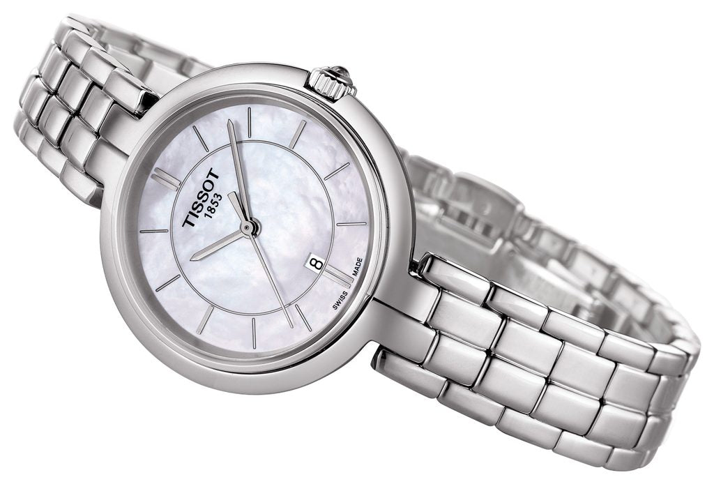  Shop Authentic Tissot T Lady Flamingo Mother of Pearl White Dial Silver Steel Strap Watch For Women - T094.210.11.111.00 - Luxxuri