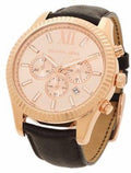  Shop Authentic Michael Kors Lexington Chronograph Rose Gold Dial Black Leather Strap Watch For Men - MK8516 - Luxxuri