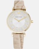  Shop Authentic Emporio Armani Gianni T Bar Crystals Silver Dial Brown Leather Strap Watch For Women - AR11518 - Luxxuri