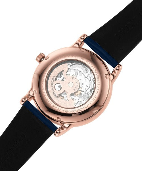  Shop Authentic Emporio Armani Meccanico Automatic Blue Dial Blue Leather Strap Watch For Men - AR60050 - Luxxuri