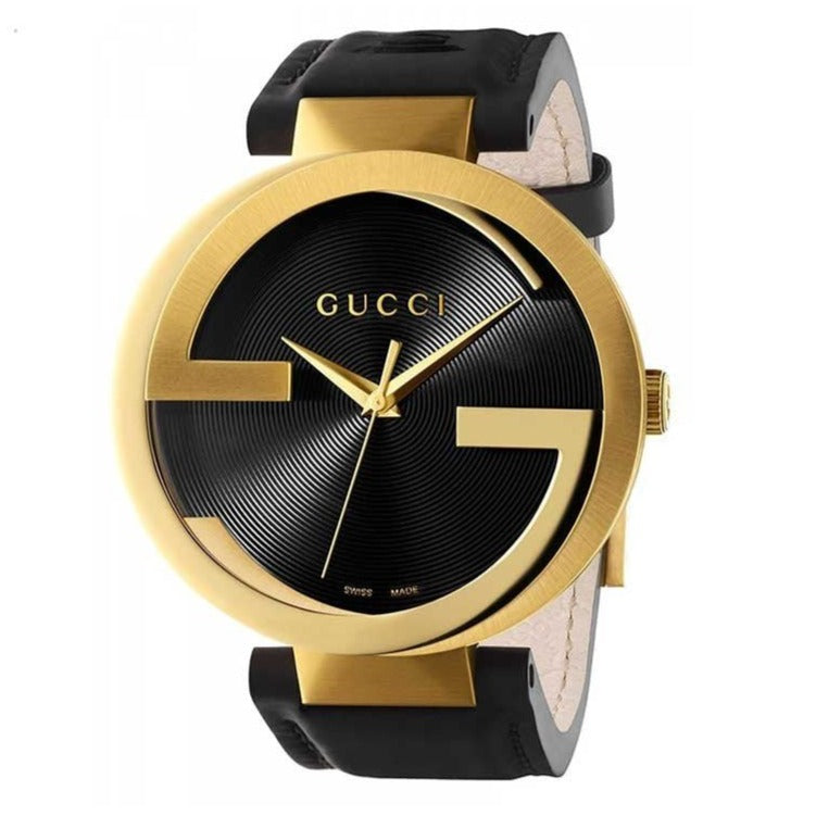  Shop Authentic Gucci Interlocking Special Edition Grammy Black Dial Black Leather Strap Watch For Men - YA133208 - Luxxuri