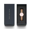  Shop Authentic Daniel Wellington Petite Melrose Mother of Pearl Pink Dial Pink Mesh Strap Watch For Women - DW00100513 - Luxxuri