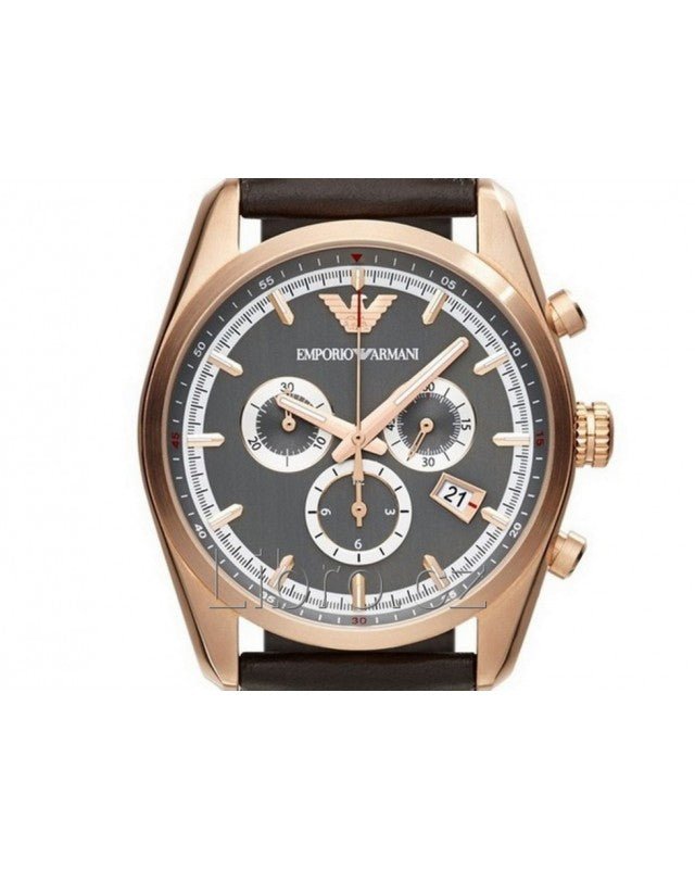  Shop Authentic Emporio Armani Chronograph Gray Dial Brown Leather Strap Watch For Men - AR6043 - Luxxuri