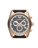  Shop Authentic Emporio Armani Chronograph Gray Dial Brown Leather Strap Watch For Men - AR6043 - Luxxuri