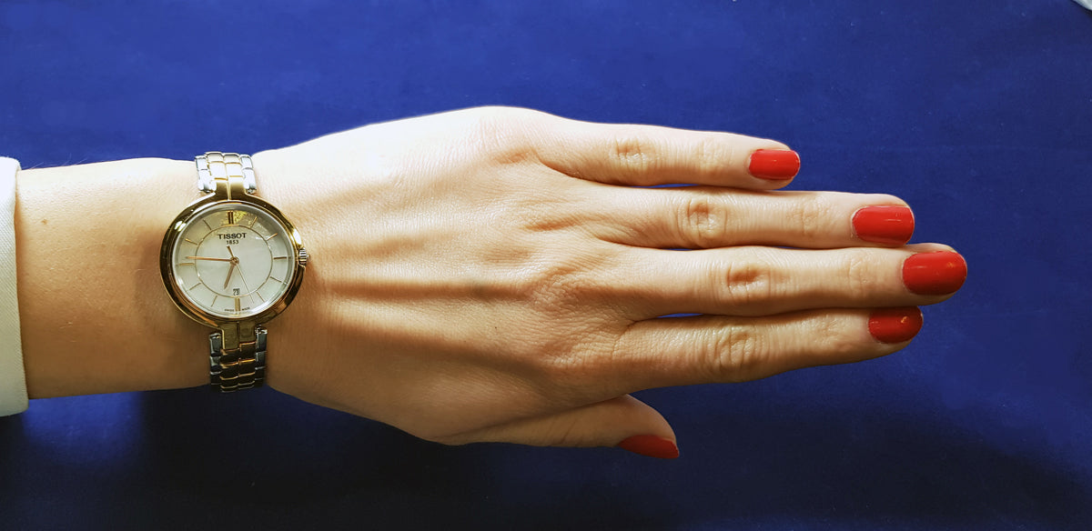  Shop Authentic Tissot T Lady Flamingo Mother of Pearl White Dial Two Tone Steel Strap Watch For Women - T094.210.22.111.00 - Luxxuri