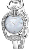  Shop Authentic Gucci Horsebit Collection Diamonds Mother of Pearl Dial Silver Steel Strap Watch For Women - YA139505 - Luxxuri
