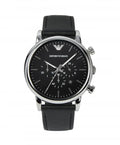  Shop Authentic Emporio Armani Classic Chronograph Black Dial Black Leather Strap Watch For Men - AR1733 - Luxxuri