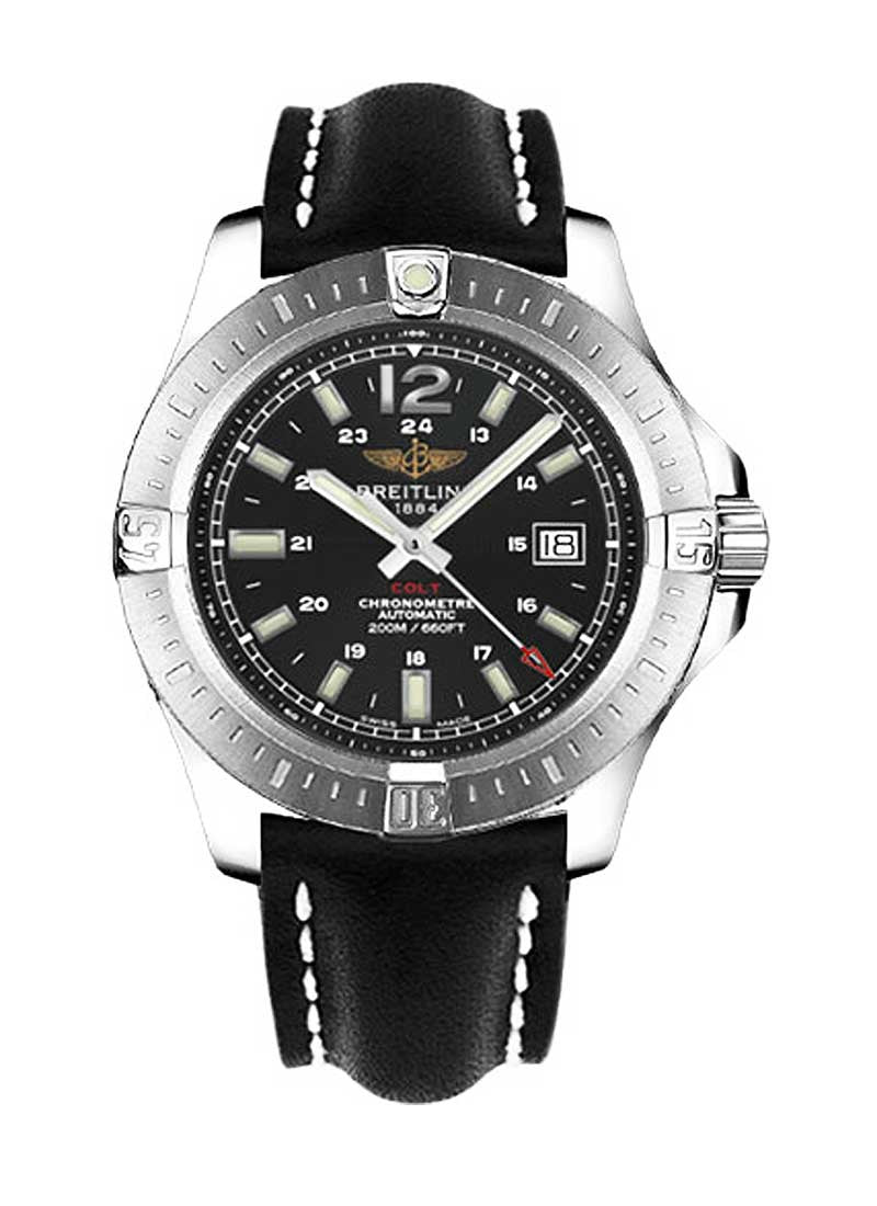  Shop Authentic Breitling Colt Automatic 44mm Black Dial Leather Strap Mens Watch - A1738811/BD44/435X - Luxxuri