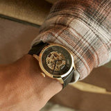  Shop Authentic Fossil Townsman Automatic Skeleton Black Dial Black Leather Strap Watch for Men - ME3210 - Luxxuri