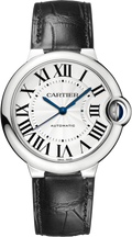  Shop Authentic Cartier Ballon Bleu De Cartier Silver Dial Black Leather Strap Watch for Women - WSBB0028 - Luxxuri