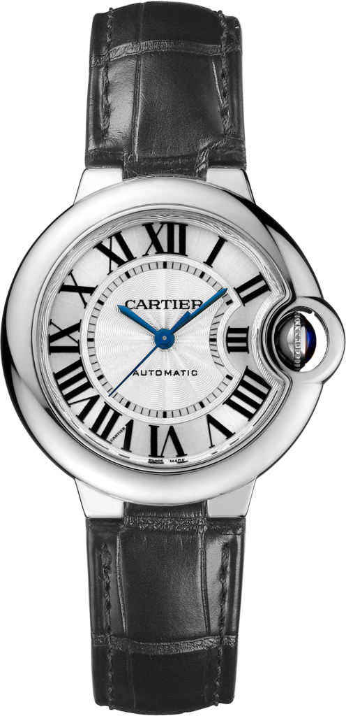  Shop Authentic Cartier Ballon Bleu De Cartier Silver Dial Black Leather Strap Watch for Women - WSBB0030 - Luxxuri