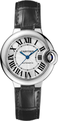  Shop Authentic Cartier Ballon Bleu De Cartier Silver Dial Black Leather Strap Watch for Women - WSBB0030 - Luxxuri
