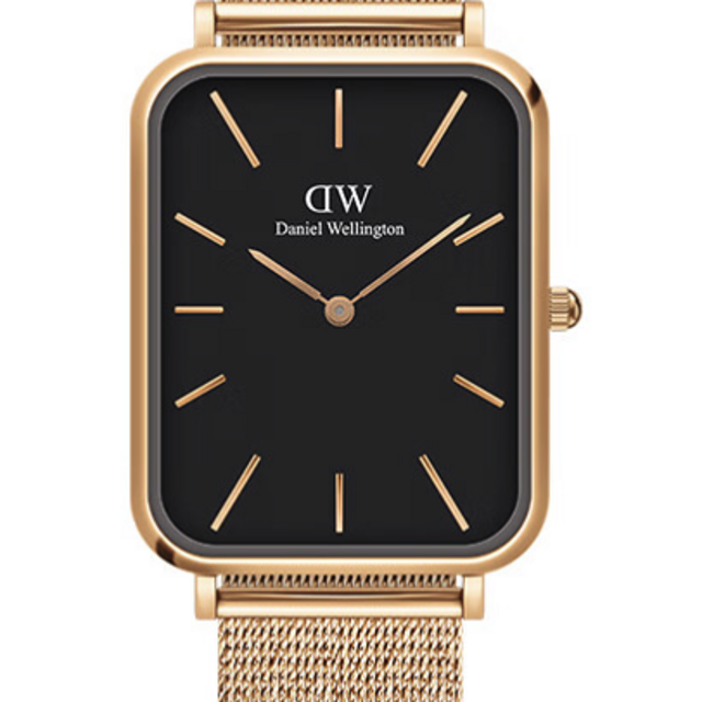  Shop Authentic Daniel Wellington Quadro Pressed Melrose Black Dial Gold Mesh Bracelet Watch For Men - DW00100466 - Luxxuri