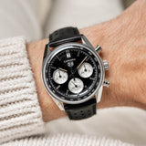  Shop Authentic Tag Heuer Carrera Automatic Chronograph Black Dial Black Leather Strap Watch for Men - CBS2210.FC6534 - Luxxuri