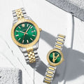  Shop Authentic Versace Virtus Quartz Green Dial Two Tone Steel Strap Watch For Women - VET300821 - Luxxuri