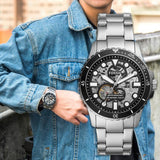  Shop Authentic Fossil FB-01 Automatic Skeleton Black Dial Silver Steel Strap Watch for Men - ME3190 - Luxxuri