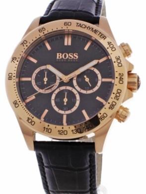  Shop Authentic Hugo Boss Ikon Black Dial Black Leather Strap Watch for Men - 1513179 - Luxxuri