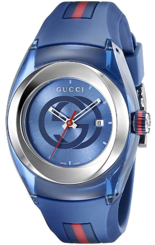  Shop Authentic Gucci Sync Quartz Blue Dial Blue Rubber Strap Watch For Men - YA137304 - Luxxuri