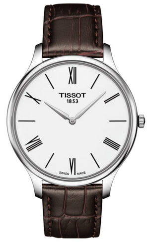  Shop Authentic Tissot T Classic Tradition 5.5 Quartz White Dial Brown Leather Strap Watch For Men - T063.409.16.018.00 - Luxxuri
