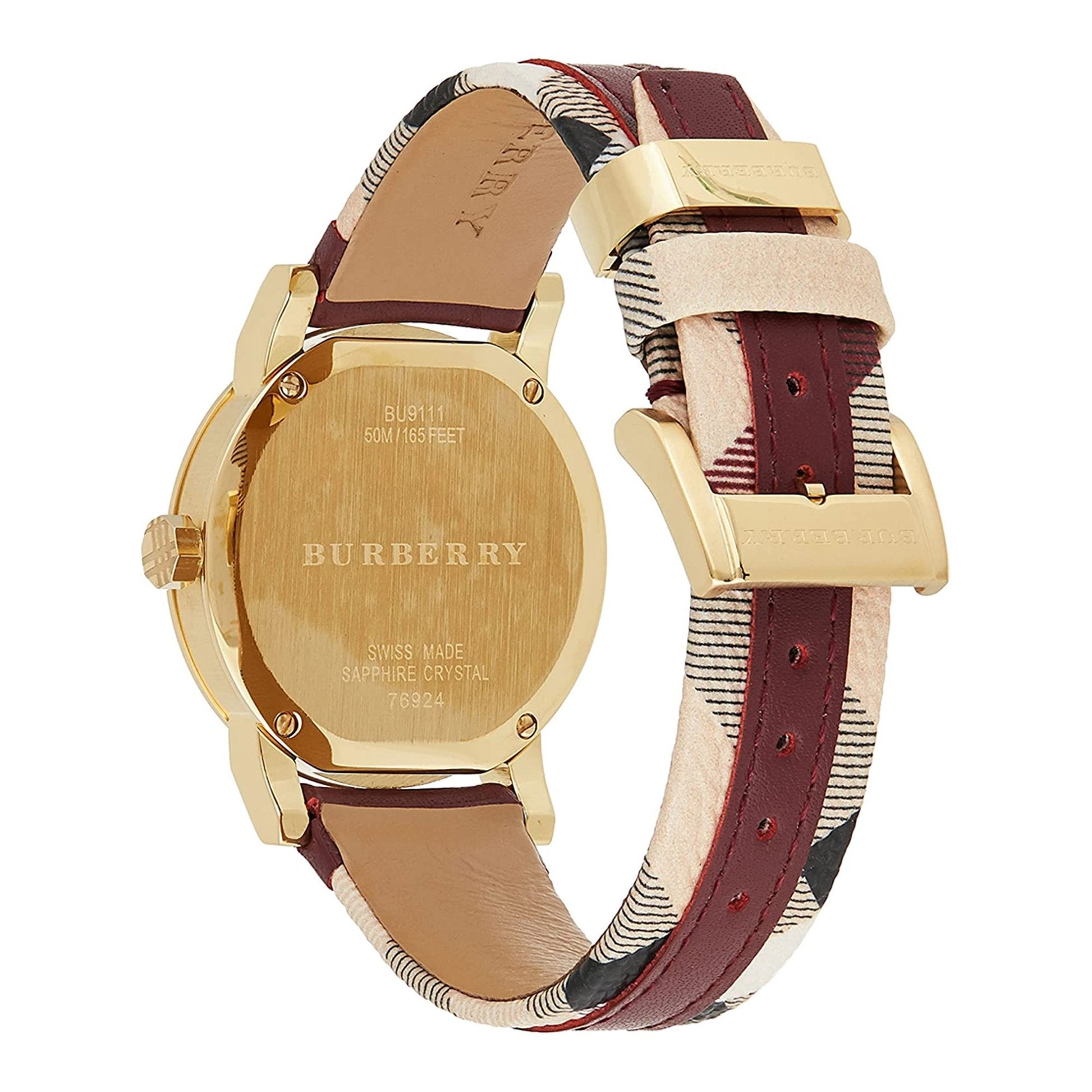  Shop Authentic Burberry The City Gold Dial Brown Leather Strap Watch for Women - BU9133 - Luxxuri