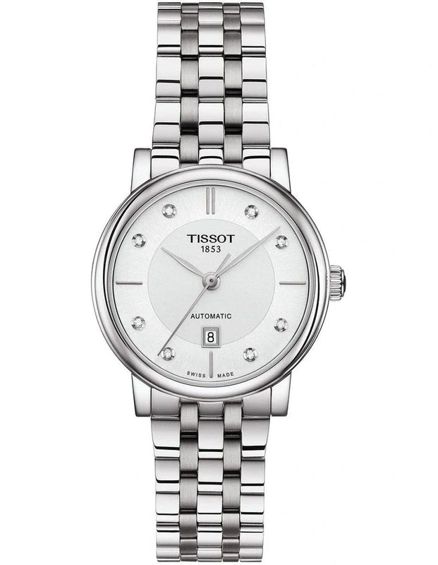  Shop Authentic Tissot T Classic Carson Premium White Diamonds Dial Silver Steel Strap Watch for Women - T1222071103600 - Luxxuri