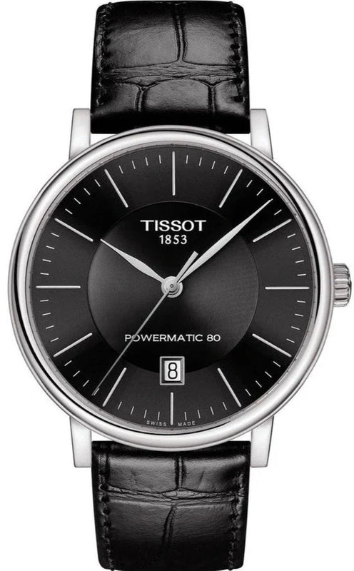  Shop Authentic Tissot Carson Premium Powermatic 80 Black Dial Black Leather Strap Watch For Men - T122.407.16.051.00 - Luxxuri
