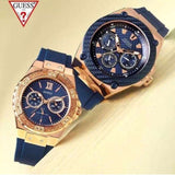  Shop Authentic Guess Legacy Chronograph Blue Dial Blue Rubber Strap Watch For Men - W1049G9 - Luxxuri