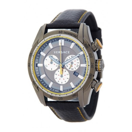  Shop Authentic Versace V Ray Chronograph Grey Dial Black Leather Strap Watch for Men - VDB020014 - Luxxuri