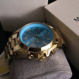  Shop Authentic Michael Kors Bradshaw Chronograph Blue Dial Gold Steel Strap Watch For Women - MK5975 - Luxxuri