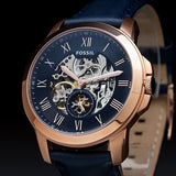  Shop Authentic Fossil Grant Mechanical Blue Dial Blue Leather Strap Watch for Men - ME3054 - Luxxuri