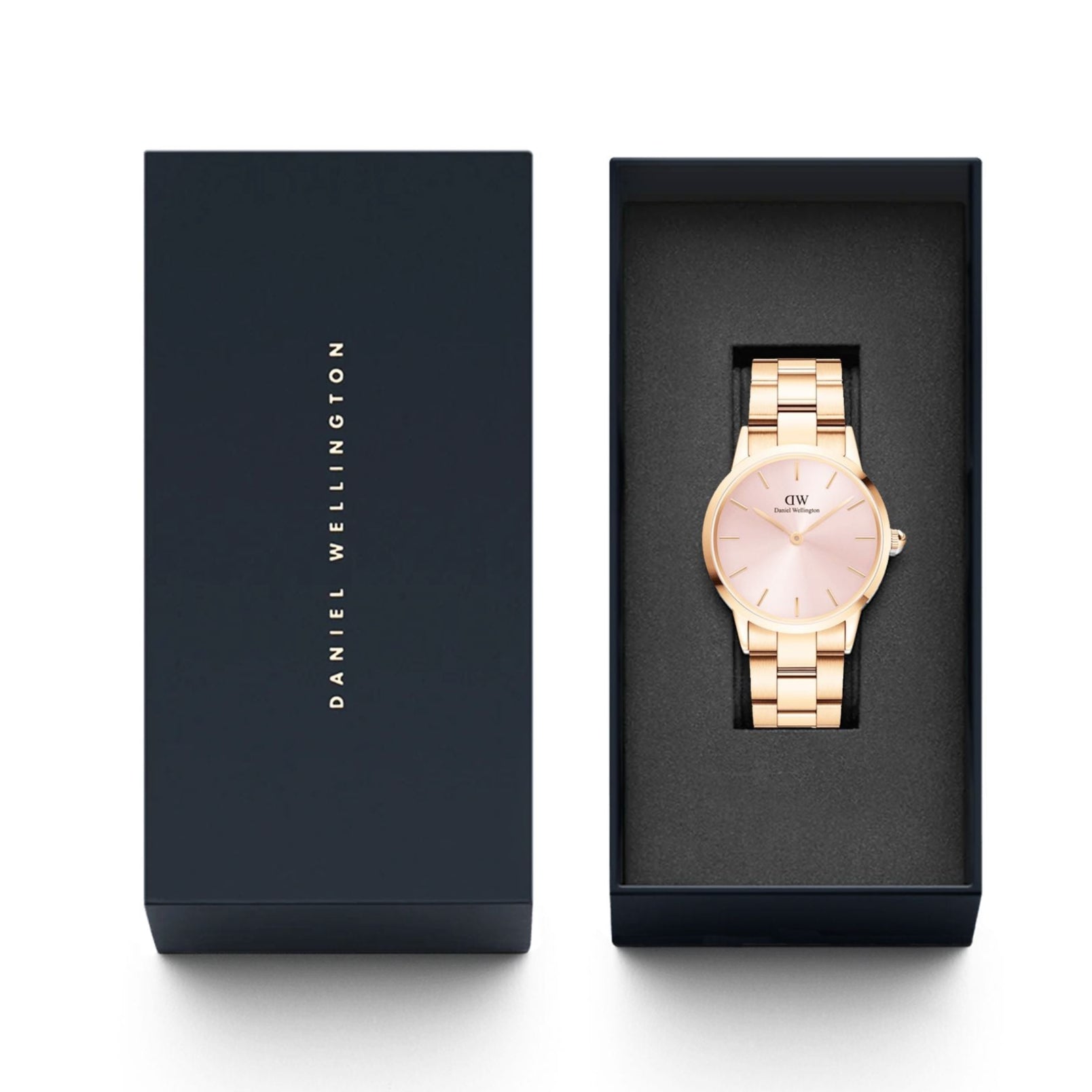  Shop Authentic Daniel Wellington Iconic Link Pink Dial Rose Gold Steel Strap Watch For Women - DW00100333 - Luxxuri
