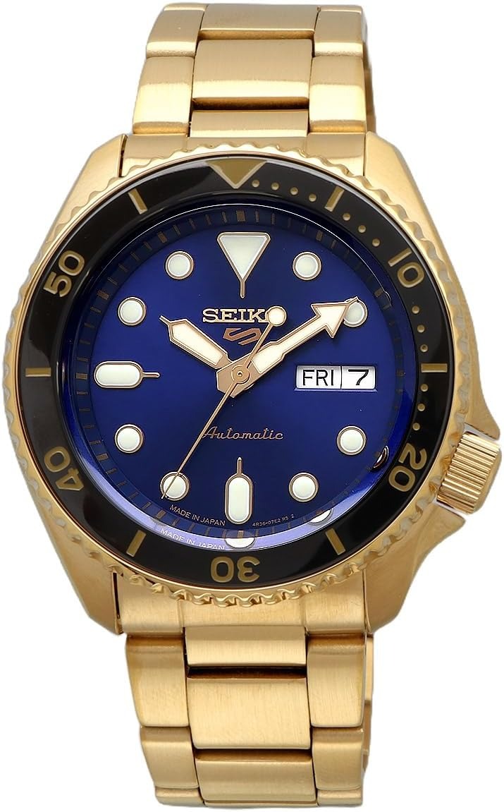  Shop Authentic Seiko 5 Sports US Special Edition Automatic Blue Dial Gold Steel Strap Watch For Men - SRPK20 - Luxxuri