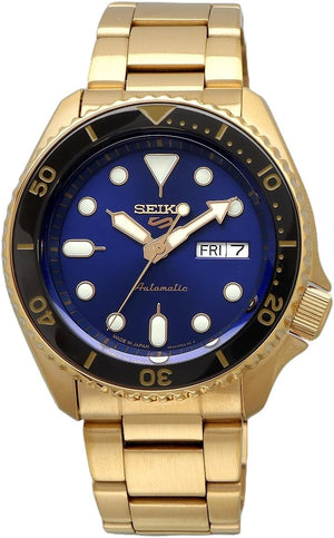  Shop Authentic Seiko 5 Sports US Special Edition Automatic Blue Dial Gold Steel Strap Watch For Men - SRPK20 - Luxxuri