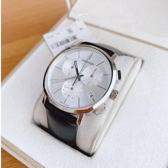  Shop Authentic Calvin Klein Posh Silver Dial Black Leather Strap Watch for Men - K8Q371C6 - Luxxuri
