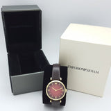 Shop Authentic Emporio Armani Gianni T Bar Burgundy Dial Burgundy Leather Strap Watch For Women - AR1757 - Luxxuri
