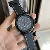  Shop Authentic Fossil Bronson Chronograph Black Dial Black Leather Strap Watch for Men - FS5874 - Luxxuri