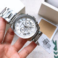  Shop Authentic Michael Kors Brecken Chronograph Silver Dial Silver Steel Strap Watch For Women - MK8562 - Luxxuri