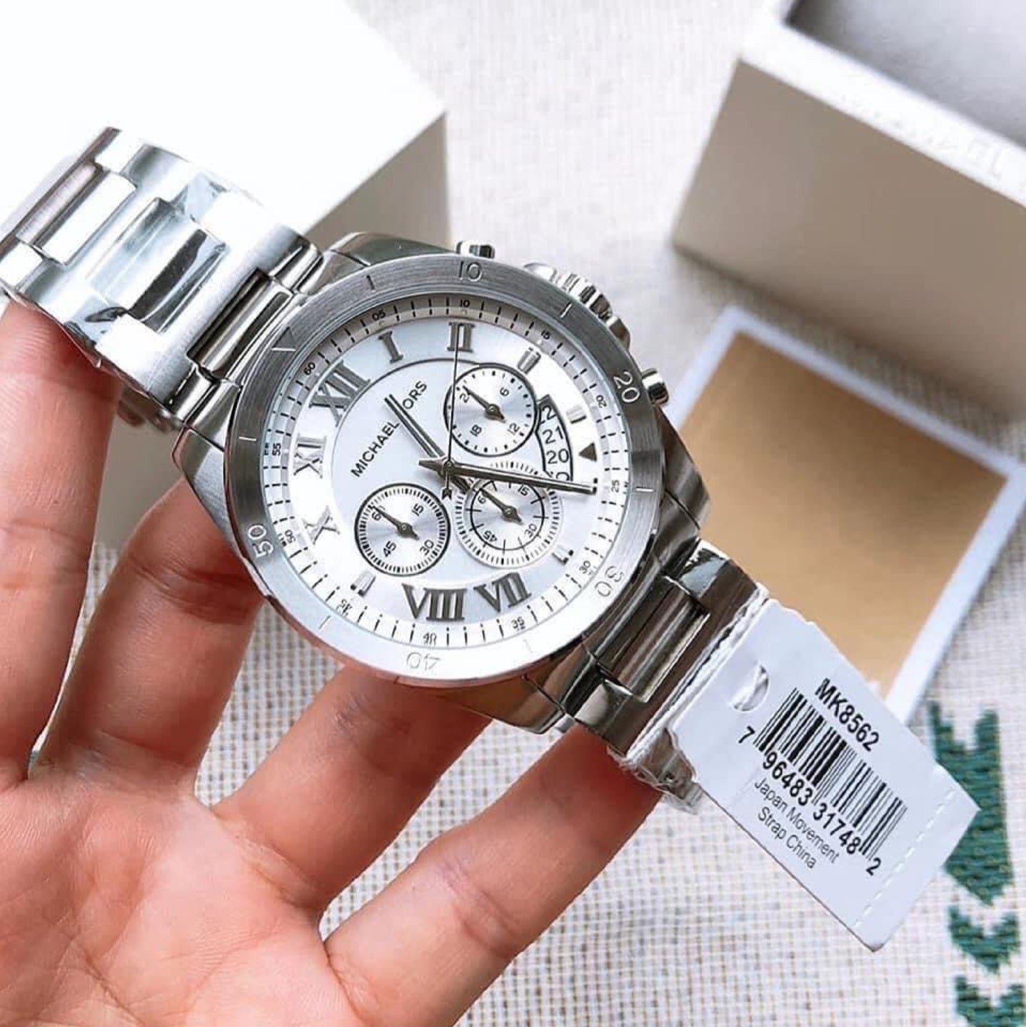  Shop Authentic Michael Kors Brecken Chronograph Silver Dial Silver Steel Strap Watch For Women - MK8562 - Luxxuri